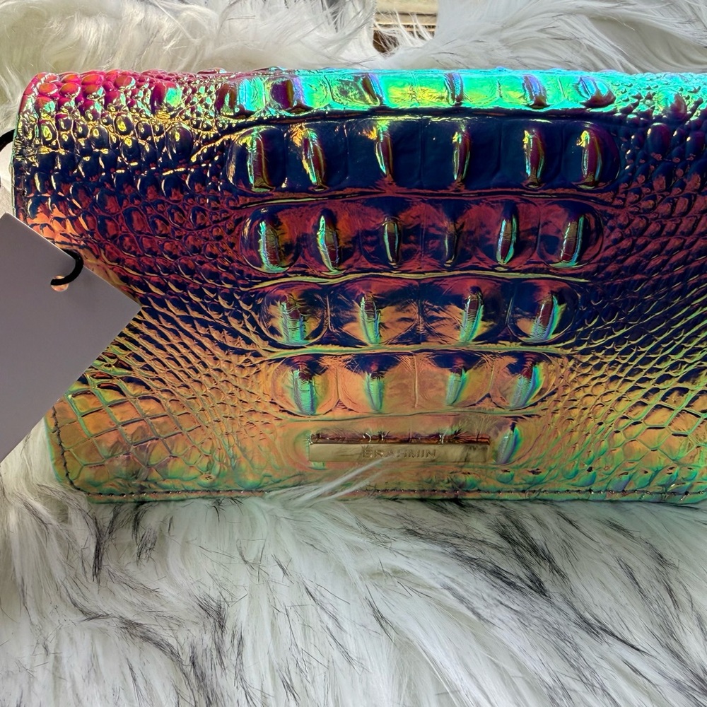 Brahmin Iridescent Croc-Embossed Crossbody in Rainbow Holographic - Picture 5 of 7